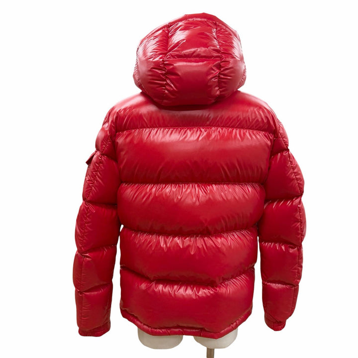 美品◇MONCLER モンクレール 20-21AW ECRINS ダブルジップ ロゴワッペン付き フーデッド ダウンジャケット レッド 2 正規品 メンズ