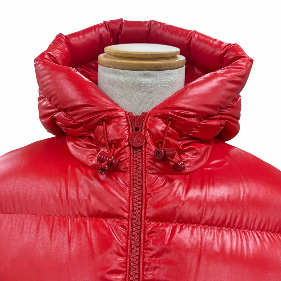 美品◇MONCLER モンクレール 20-21AW ECRINS ダブルジップ ロゴワッペン付き フーデッド ダウンジャケット レッド 2 正規品 メンズ