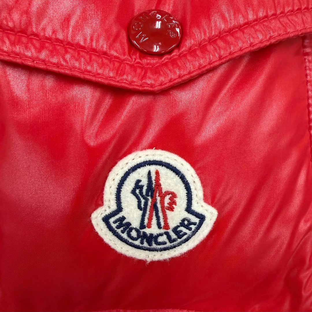 美品◇MONCLER モンクレール 20-21AW ECRINS ダブルジップ ロゴワッペン付き フーデッド ダウンジャケット レッド 2 正規品 メンズ