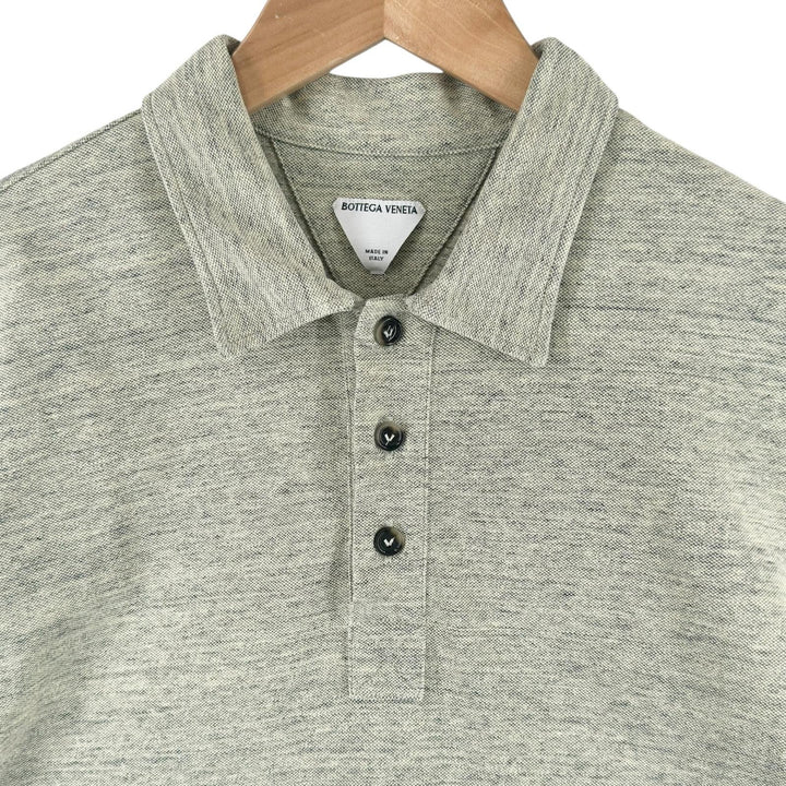美品▲BOTTEGAVENETA ボッテガヴェネタ 25SS 820677 コットン100％ メランジ 半袖ポロシャツ グリーン XS イタリア製 正規品 メンズ