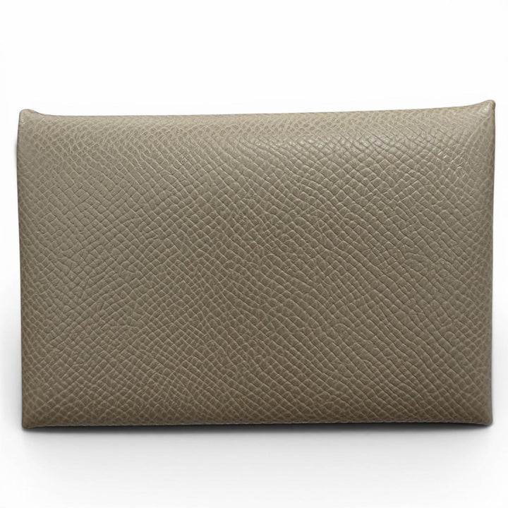 未使用品◇HERMES エルメス カルヴィ ヴォーエプソン エトゥープ シルバー金具 カードケース 名刺入れ W刻印 フランス製 レディース 箱付