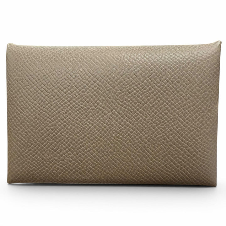 未使用品◇HERMES エルメス カルヴィ ヴォーエプソン エトゥープ シルバー金具 カードケース 名刺入れ W刻印 フランス製 レディース 箱付