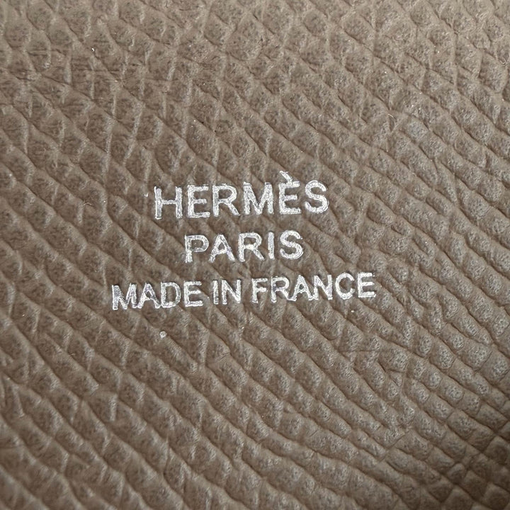 未使用品◇HERMES エルメス カルヴィ ヴォーエプソン エトゥープ シルバー金具 カードケース 名刺入れ W刻印 フランス製 レディース 箱付
