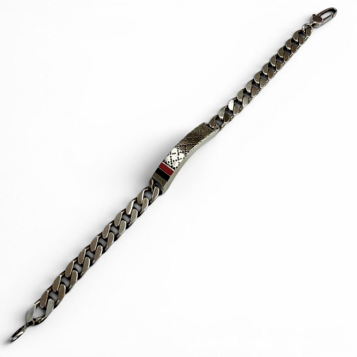良品□GUCCI グッチ 295676 AG925 ディアマンテ ウェブストライプ チェーンブレスレット アクセサリー シルバー 18 イタリア製 18.89g