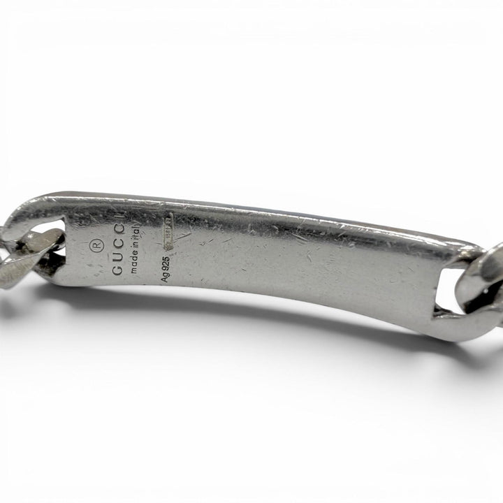良品□GUCCI グッチ 295676 AG925 ディアマンテ ウェブストライプ チェーンブレスレット アクセサリー シルバー 18 イタリア製 18.89g