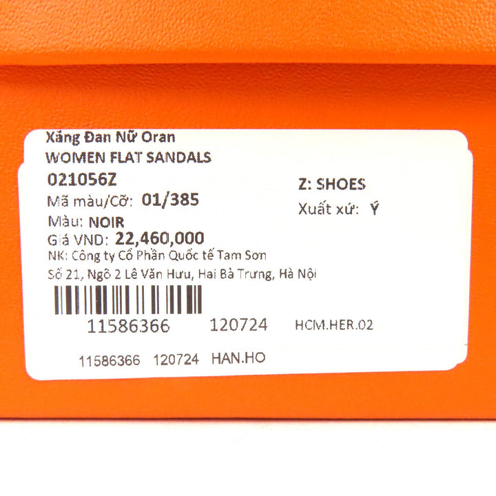 未使用品△HERMES エルメス H021056Z オラン ボックスカーフ Hモチーフ フラット サンダル ミュール ブラック 38.5 伊製 レディース
