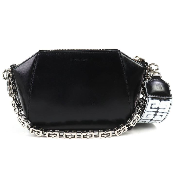 美品△GIVENCHY ジバンシィ BB50LXB1AB アンティゴナ XS 4Gプリント グラフィティ チェーン付き 2WAY レザー ショルダーバッグ ブラック