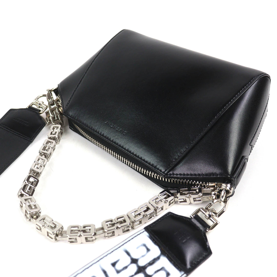 美品△GIVENCHY ジバンシィ BB50LXB1AB アンティゴナ XS 4Gプリント グラフィティ チェーン付き 2WAY レザー ショルダーバッグ ブラック