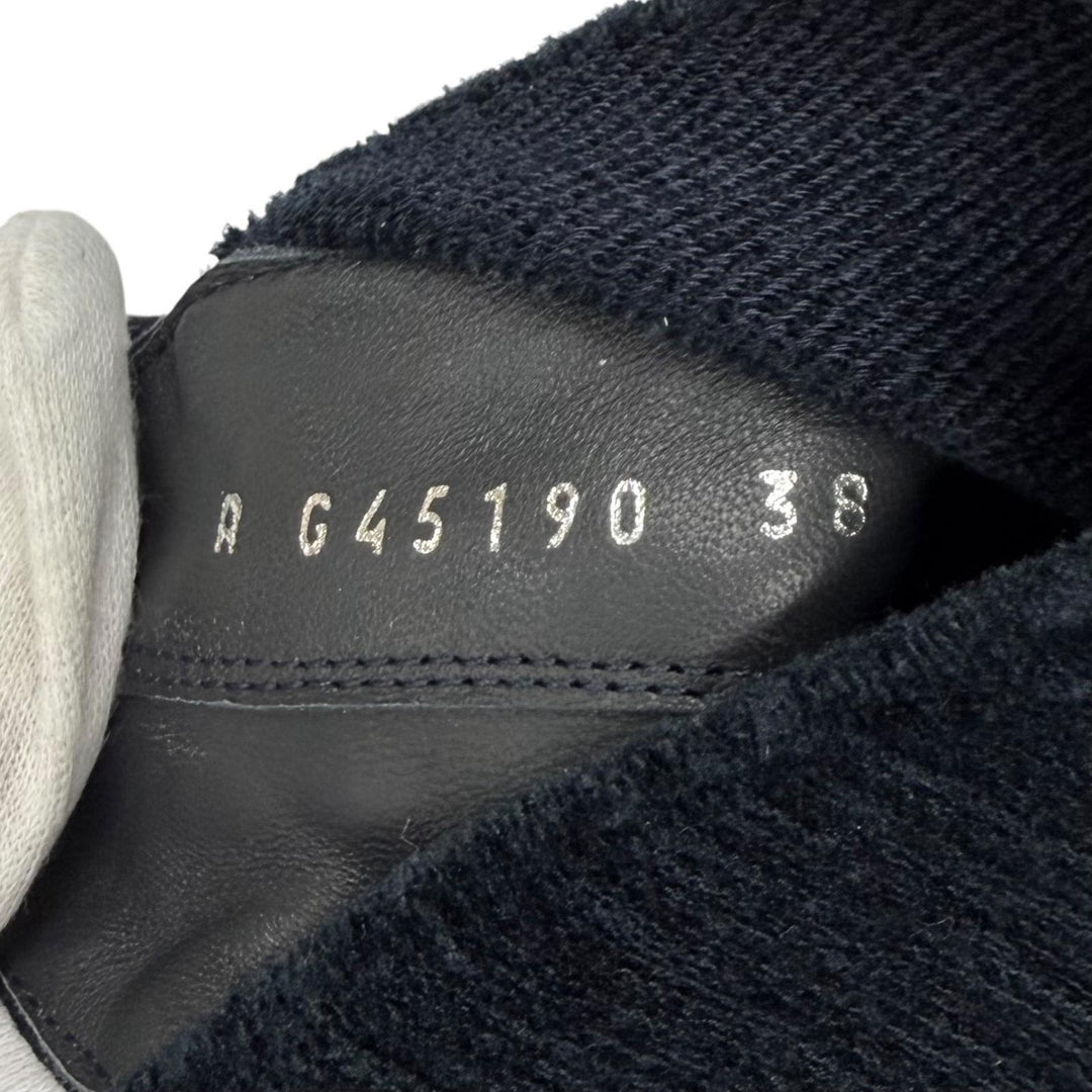 未使用品★CHANEL シャネル 23B G45190 ココマーク マトラッセ サイドゴア スウェードレザー ショートブーツ ネイビー 38 箱・保存袋付き