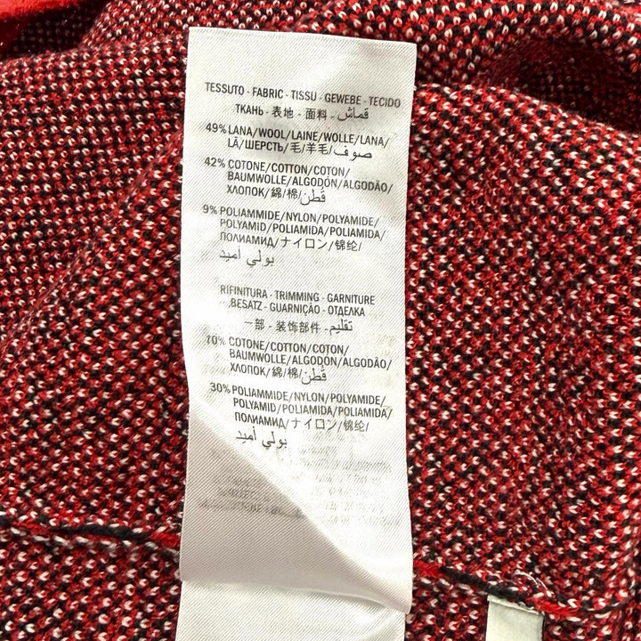 美品★GUCCI グッチ 553812 ウール混 タイガーボタン付 総柄 クルーネック 長袖 ニット セーター レッド ブラック XS イタリア製 正規品