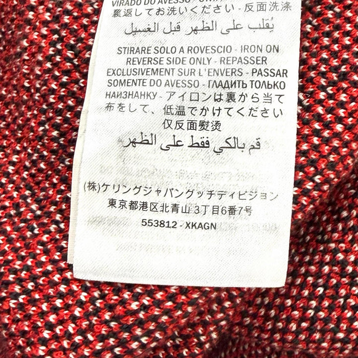 美品★GUCCI グッチ 553812 ウール混 タイガーボタン付 総柄 クルーネック 長袖 ニット セーター レッド ブラック XS イタリア製 正規品