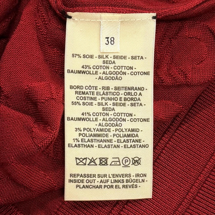 極美品★HERMES エルメス 23SS 3E2706D3 シルク混 シェーヌダンクル Vネック 長袖 ニット カーディガン ボルドー 38 イタリア製 正規品