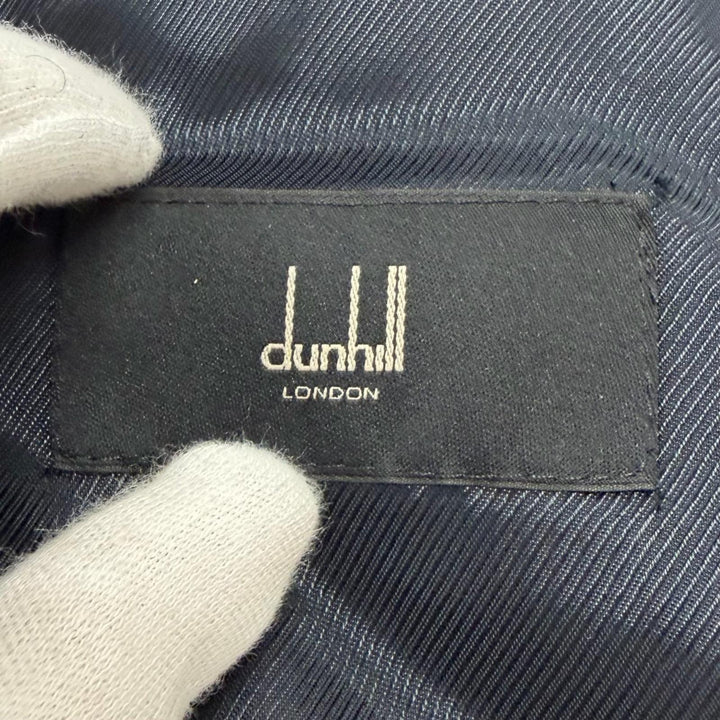 美品□Dunhill ダンヒル ラムスキン レーヨン ワラビーファー レザーダウンジャケット ブラック OS(R fit) イタリア製 正規品 メンズ