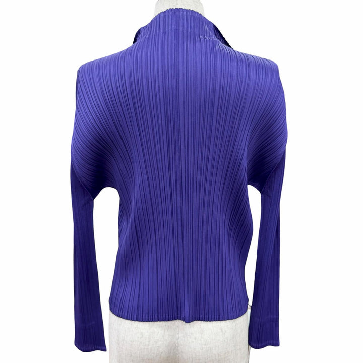極美品△PLEATS PLEASE プリーツプリーズ イッセイミヤケ 21SS PP11-JO123 ボタンレス 長袖 カーディガン パープル 3 正規品 レディース
