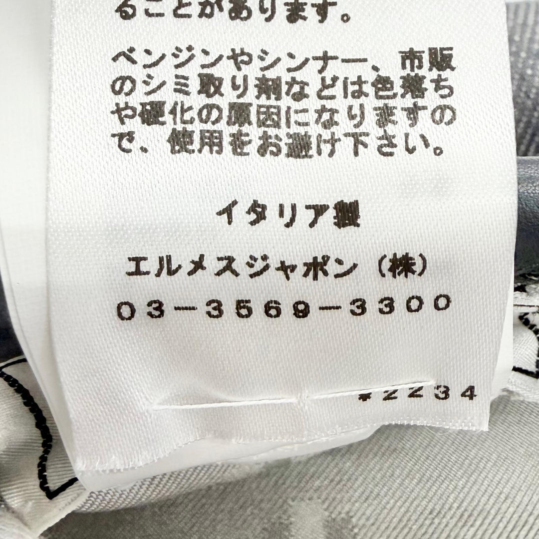 未使用品△HERMES エルメス サントノーレ コットン100% セリエボタン レザーパイピング ベレー帽 グレー 57 イタリア製 正規品 レディース