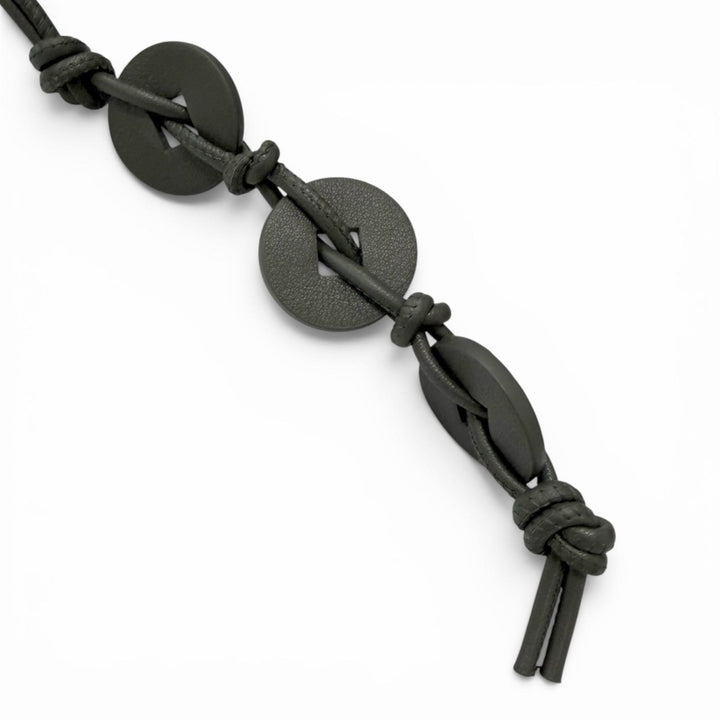 未使用品□BOTTEGAVENETA ボッテガヴェネタ レザー コインモチーフ ストラップ バッグチャーム グレー イタリア製 メンズ 箱・保存袋付き