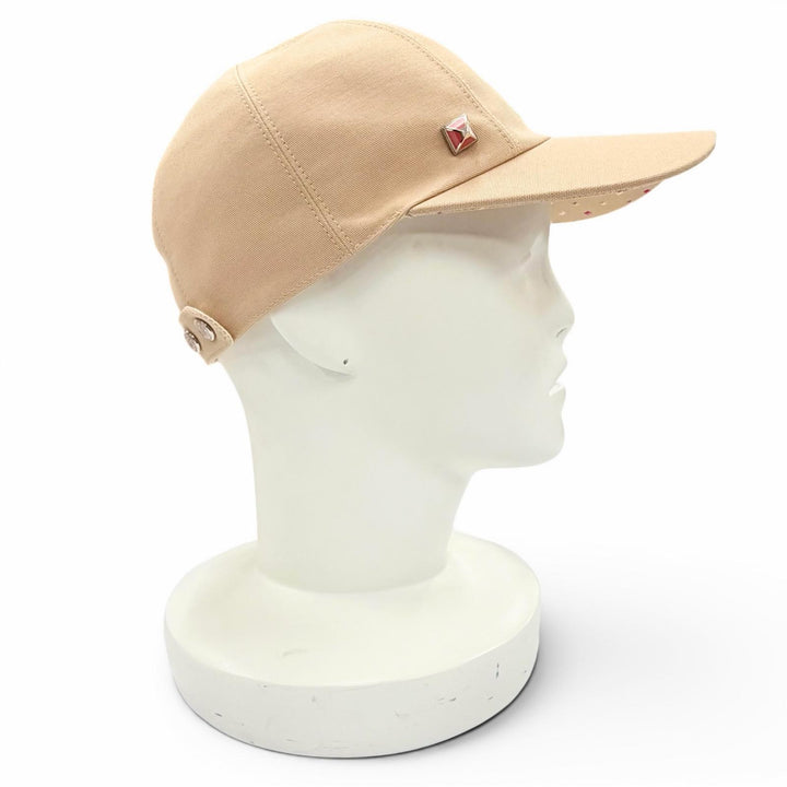 極美品△HERMES エルメス キャスケット デイヴィス ドット メドール コットン シルバー金具 セリエボタン キャップ ベージュ 57 正規品