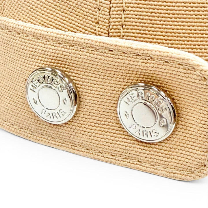 極美品△HERMES エルメス キャスケット デイヴィス ドット メドール コットン シルバー金具 セリエボタン キャップ ベージュ 57 正規品