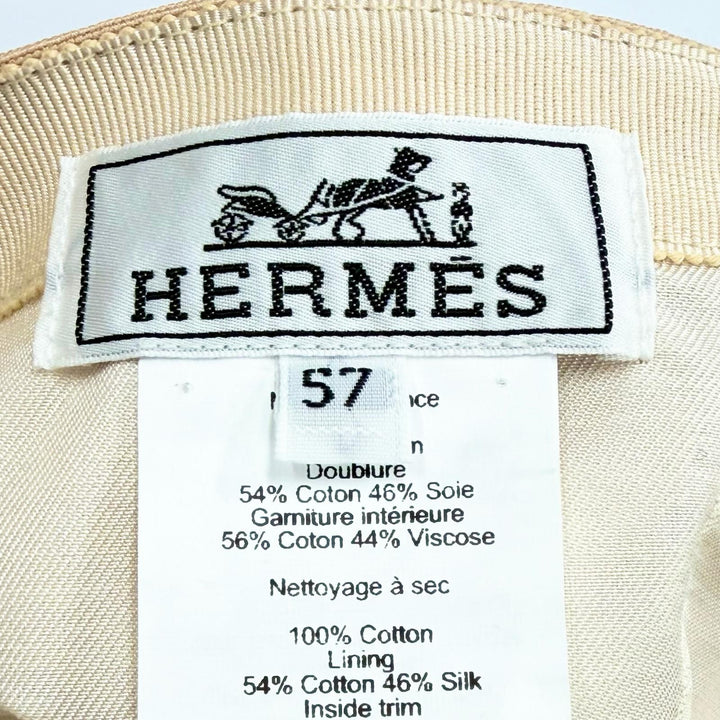 極美品△HERMES エルメス キャスケット デイヴィス ドット メドール コットン シルバー金具 セリエボタン キャップ ベージュ 57 正規品