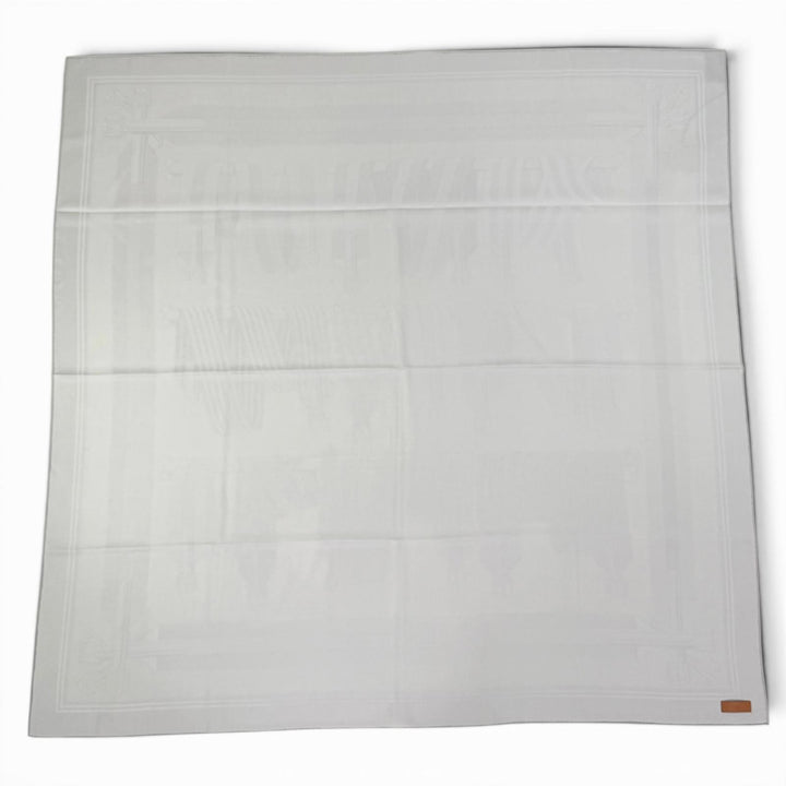 未使用品△HERMES エルメス カレ115 サングル カシミヤ シルク シルバー ロゴレザータグ スカーフ 現行品 イタリア製 定価195800円 箱付