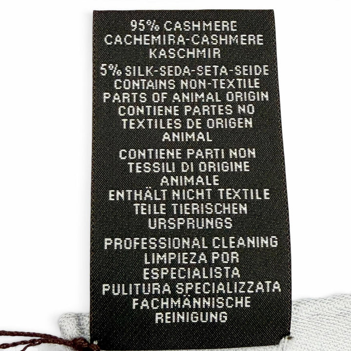 未使用品△HERMES エルメス カレ115 サングル カシミヤ シルク シルバー ロゴレザータグ スカーフ 現行品 イタリア製 定価195800円 箱付