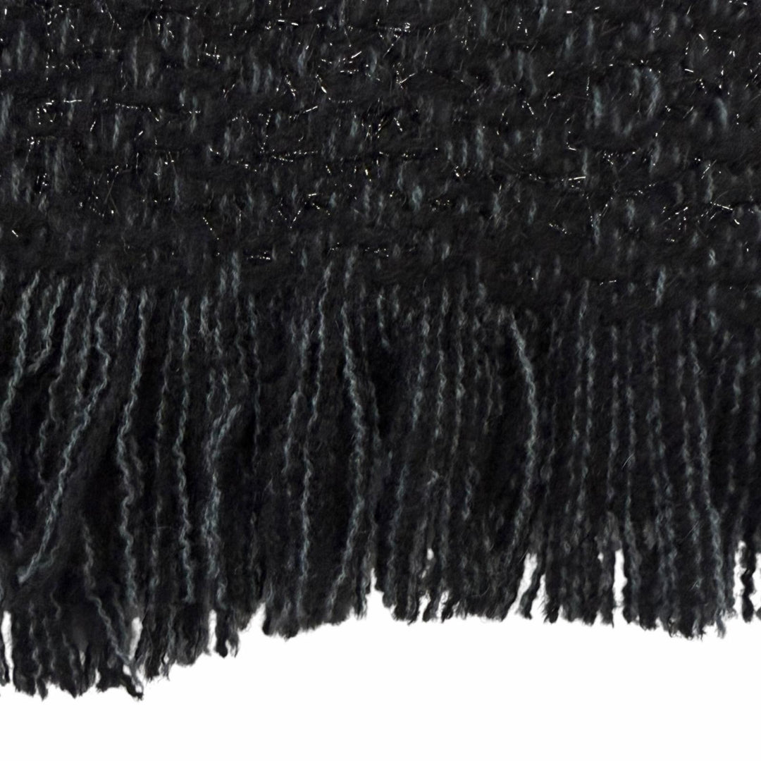 美品□CHANEL シャネル YZ079068 カシミヤ80％ ココマーク刺繍 エンブロイダリー 大判ショール マフラー ブラック ライトブルー 正規品