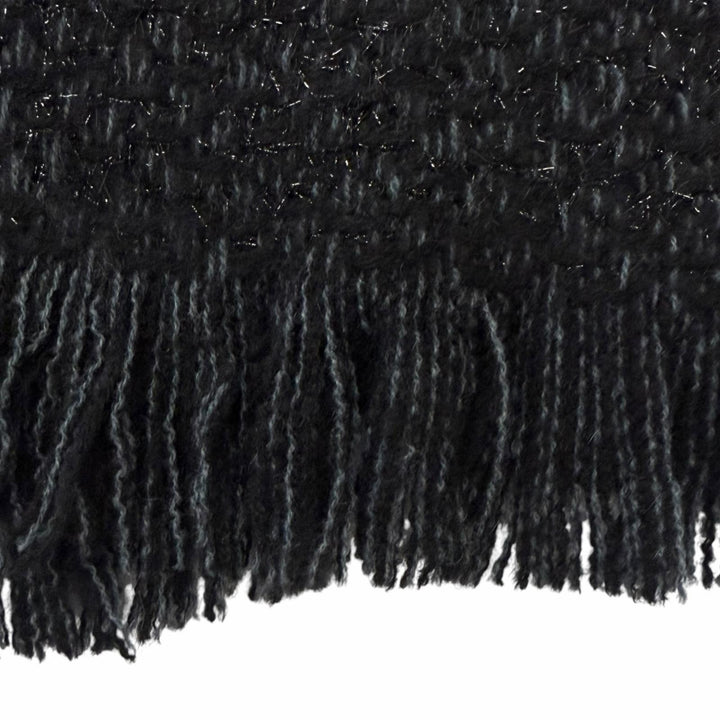 美品□CHANEL シャネル YZ079068 カシミヤ80％ ココマーク刺繍 エンブロイダリー 大判ショール マフラー ブラック ライトブルー 正規品