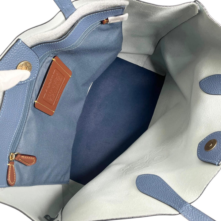 未使用品▲COACH コーチ CA097 キア トート カラーブロック レザー グラフィックロゴ トートバッグ ライトブルー レディース 保存袋付き