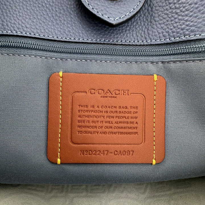 未使用品▲COACH コーチ CA097 キア トート カラーブロック レザー グラフィックロゴ トートバッグ ライトブルー レディース 保存袋付き
