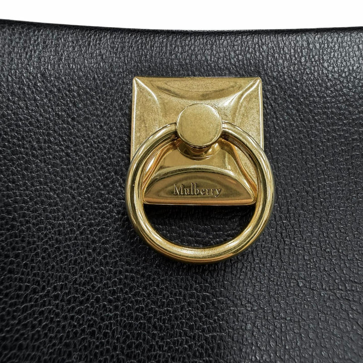 極美品◇MULBERRY マルベリー Mini iris ミニ アイリス Classic Grain 2WAY レザー ハンド ショルダーバッグ ブラック レディース 袋付き