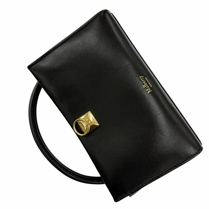 極美品◇MULBERRY マルベリー Mini iris ミニ アイリス Classic Grain 2WAY レザー ハンド ショルダーバッグ ブラック レディース 袋付き