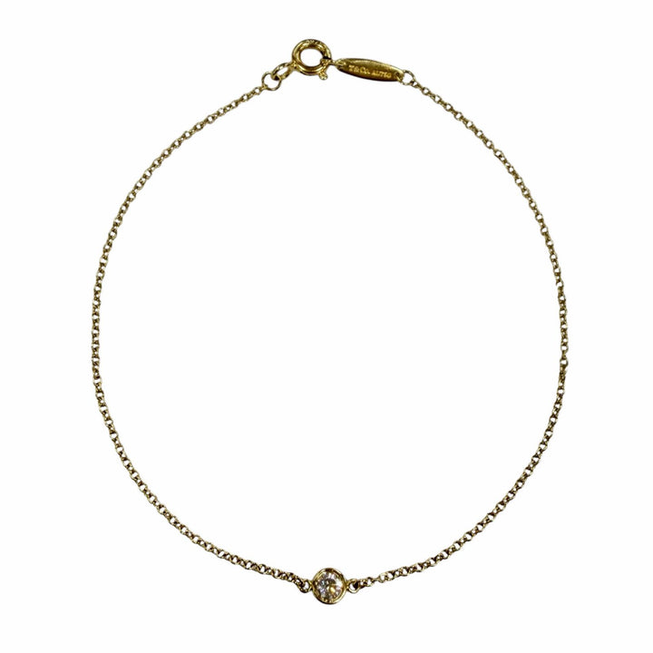 美品◇TIFFANY&amp;Co. ティファニー バイザヤード エルサペレッティ 750 1P ダイヤ約0.05ct 750 YG 枠直径約3.77mm ブレスレット 重量0.97g