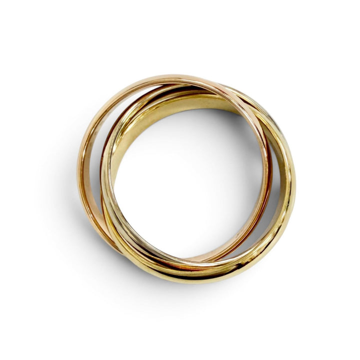 極美品△Cartier カルティエ A3354Y トリニティ MM クラシック リング 750(YG PG WG) イエローゴールド ピンクゴールド 56 JP16号 8.66g