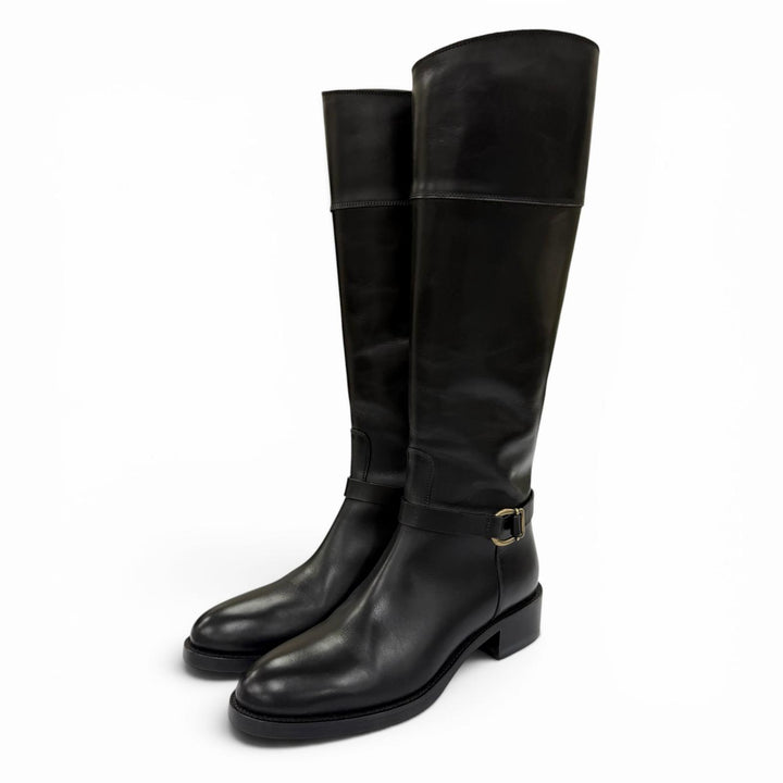極美品☆SARTORE サルトル SIENA レザー ジョッキーブーツ ロングブーツ ブラック 36 イタリア製 レディース 箱・保存袋付き