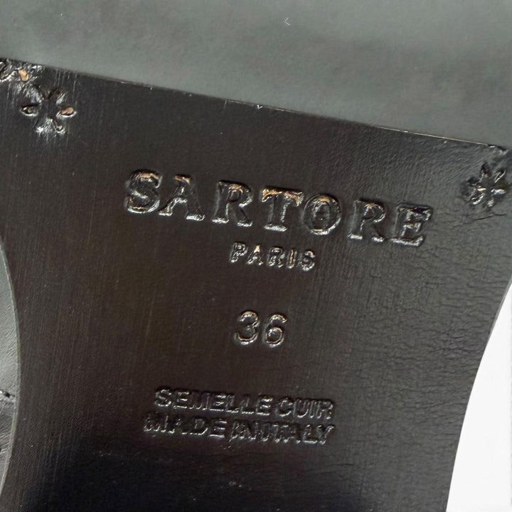 極美品☆SARTORE サルトル SIENA レザー ジョッキーブーツ ロングブーツ ブラック 36 イタリア製 レディース 箱・保存袋付き