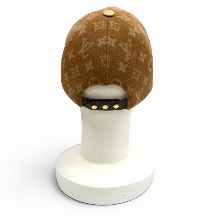 美品★LOUIS VUITTON ルイヴィトン M77292 モノグラム キャリーオン レザーブリム キャップ ベージュ M 正規品 レディース メンズ