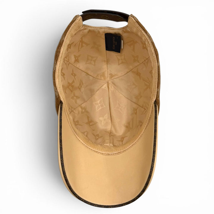 美品★LOUIS VUITTON ルイヴィトン M77292 モノグラム キャリーオン レザーブリム キャップ ベージュ M 正規品 レディース メンズ