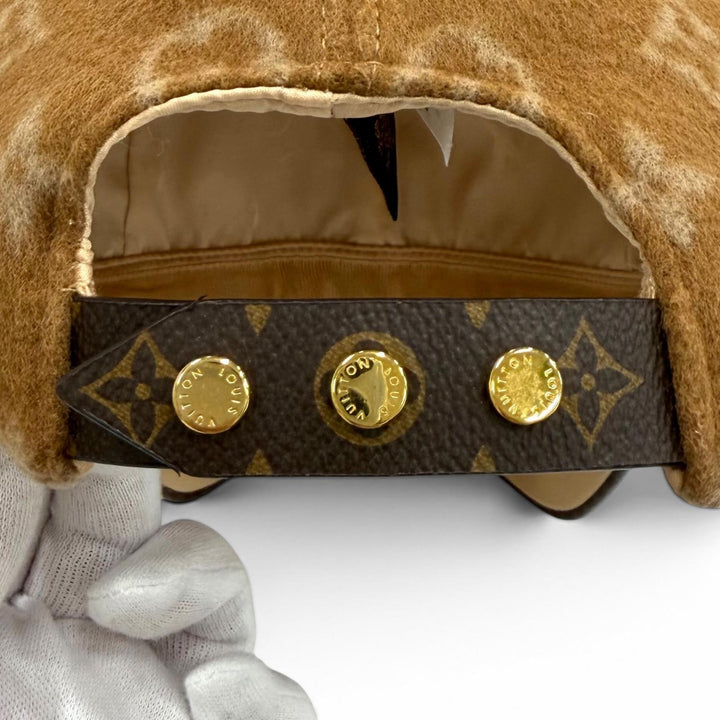 美品★LOUIS VUITTON ルイヴィトン M77292 モノグラム キャリーオン レザーブリム キャップ ベージュ M 正規品 レディース メンズ