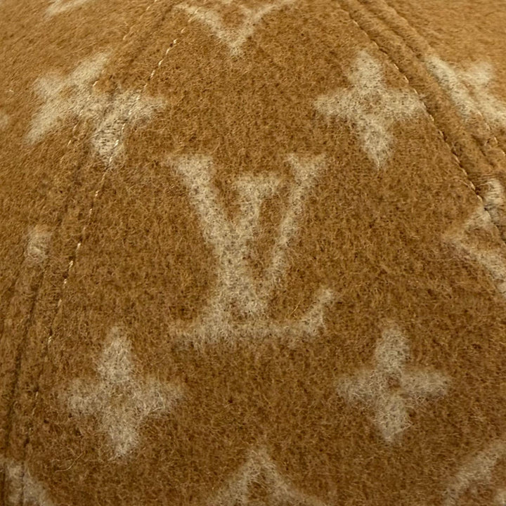 美品★LOUIS VUITTON ルイヴィトン M77292 モノグラム キャリーオン レザーブリム キャップ ベージュ M 正規品 レディース メンズ