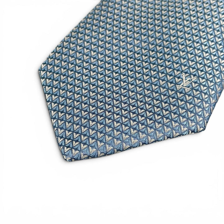未使用品▲LOUIS VUITTON ルイヴィトン 2025年製 M71209 クラヴァット・ダイヤモンドブイ 8CM シルク100％ ネクタイ ライトブルー S