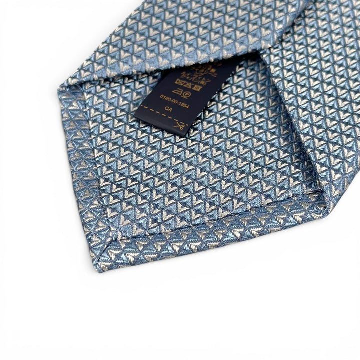 未使用品▲LOUIS VUITTON ルイヴィトン 2025年製 M71209 クラヴァット・ダイヤモンドブイ 8CM シルク100％ ネクタイ ライトブルー S