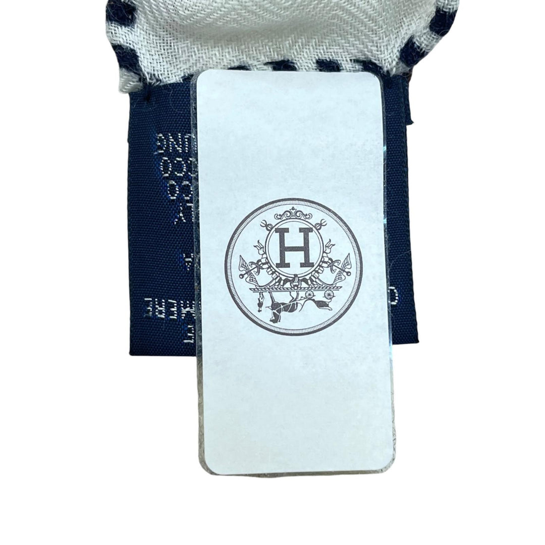 未使用品▲HERMES エルメス 26SS カレジュアン MORS A JOUETS BANDANA 馬銜 バンダナ カシミヤ シルク マリン 大判 スカーフ 正規品 箱付