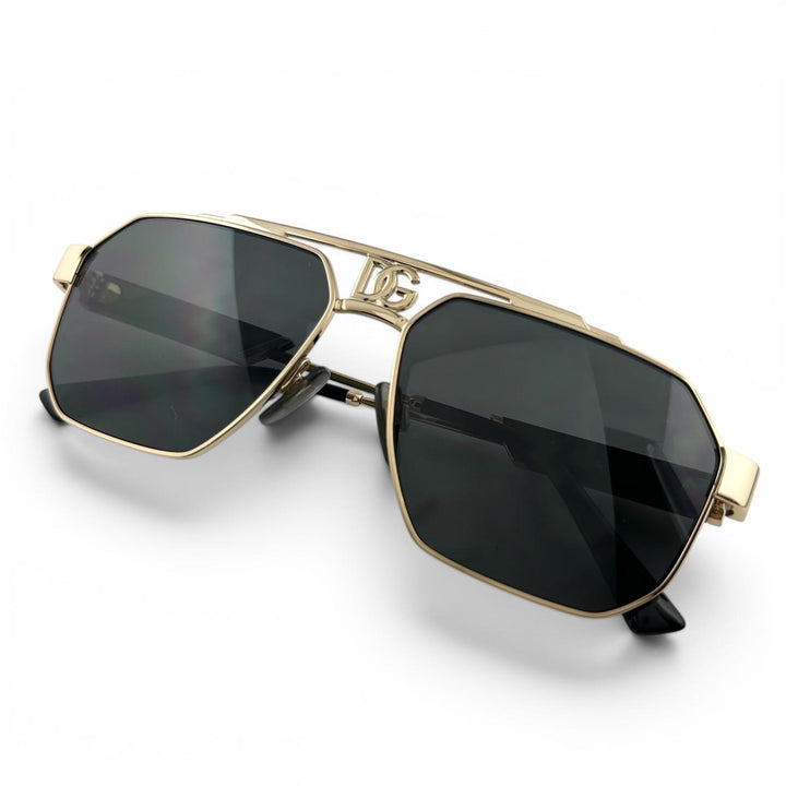 美品▲DOLCE&amp;GABBANA ドルチェ＆ガッバーナ DG2294 ダークシシリー DGロゴ サングラス ブラック 59⬜︎45 145 伊製 正規品 メンズ 箱付き