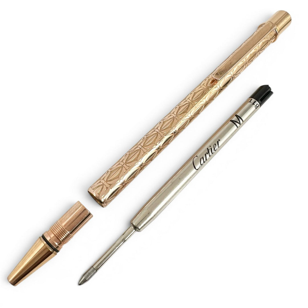 良品▲Cartier カルティエ Cドゥ カルティエ ハッピーバースデー 2Cデコール ツイスト式 ボールペン ゴールド ドイツ製 メンズ