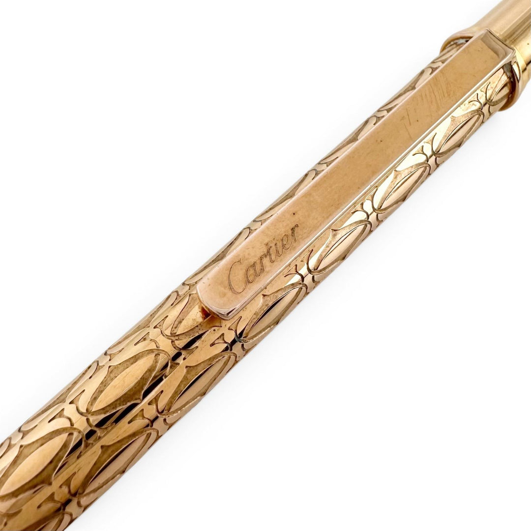 良品▲Cartier カルティエ Cドゥ カルティエ ハッピーバースデー 2Cデコール ツイスト式 ボールペン ゴールド ドイツ製 メンズ