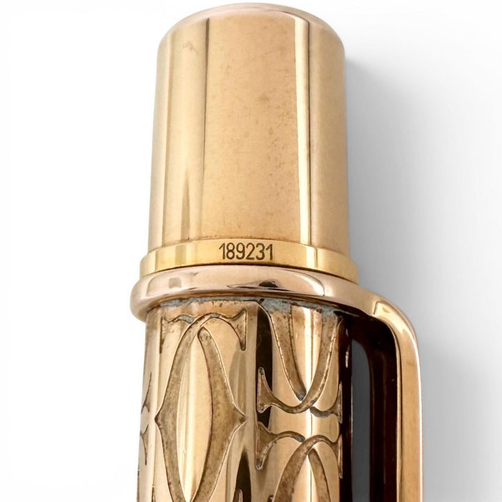 良品▲Cartier カルティエ Cドゥ カルティエ ハッピーバースデー 2Cデコール ツイスト式 ボールペン ゴールド ドイツ製 メンズ