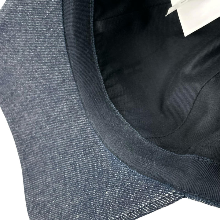 美品▲HERMES エルメス コットン100％ ロゴ刺繍 クルードセル セリエボタン デニム キャップ インディゴ EU 56 フランス製 レディース