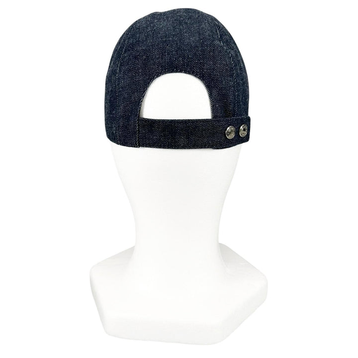 美品▲HERMES エルメス コットン100％ ロゴ刺繍 クルードセル セリエボタン デニム キャップ インディゴ EU 56 フランス製 レディース