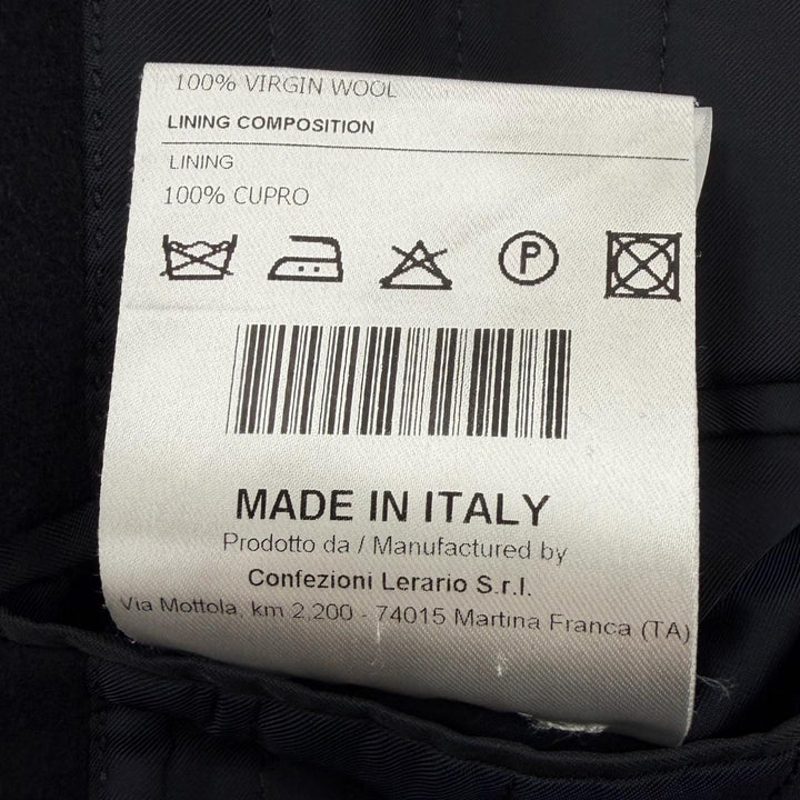 美品□TAGLIATORE タリアトーレ THOMAS 毛100％ フライフロント 比翼 チェスターコート ダークネイビー 46 イタリア製 正規品 メンズ　
