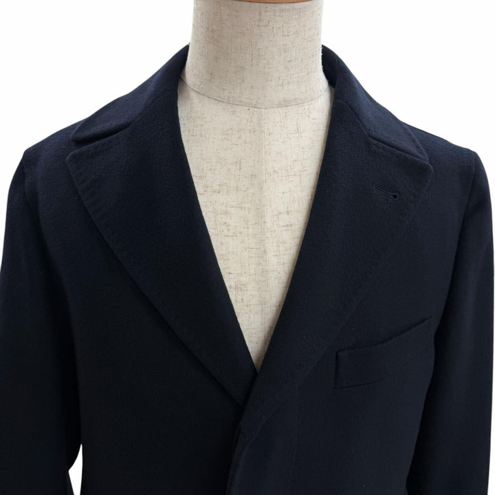 美品□TAGLIATORE タリアトーレ THOMAS 毛100％ フライフロント 比翼 チェスターコート ダークネイビー 46 イタリア製 正規品 メンズ　